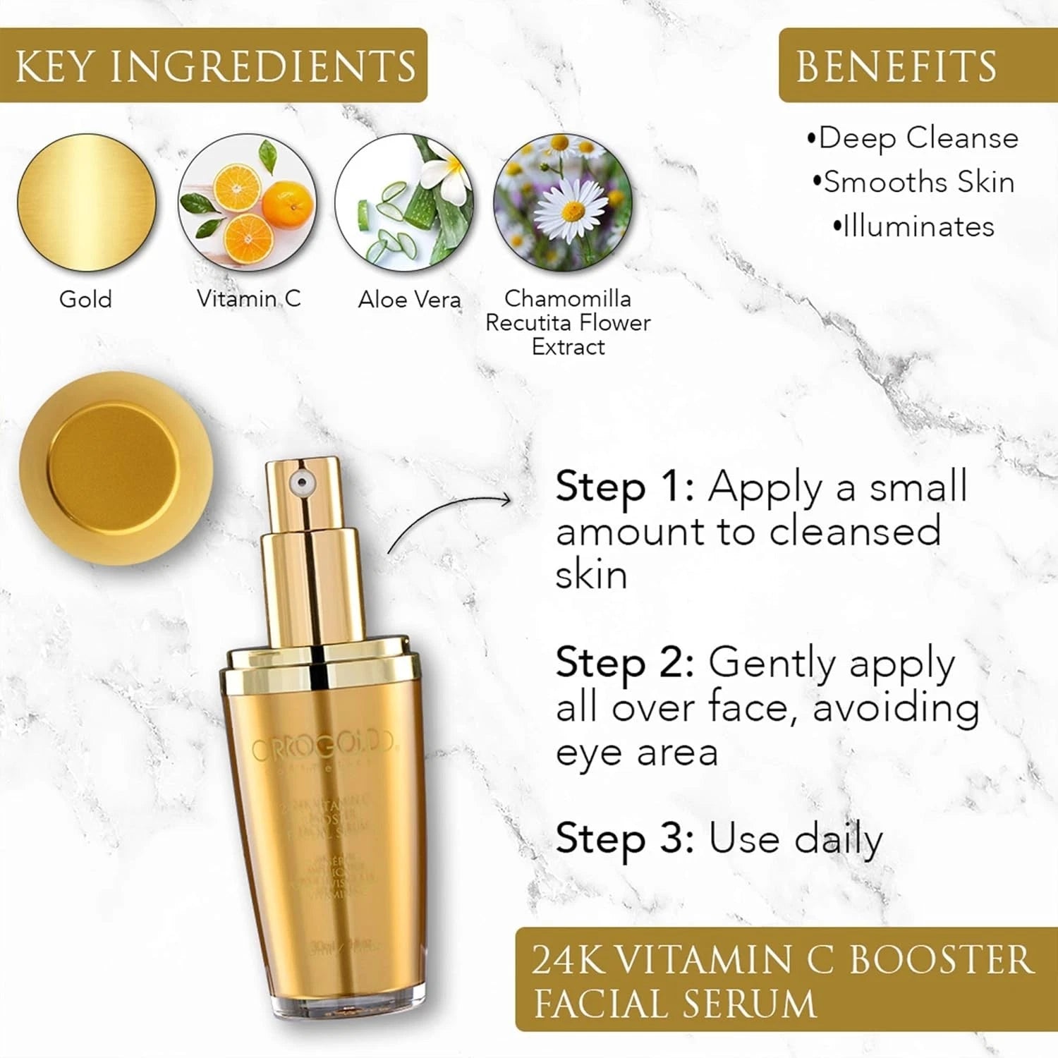 OROGOLD 24K Vitamin C Facial Serum - Anti Aging Face Serum with Gold - 1 Fl. Oz